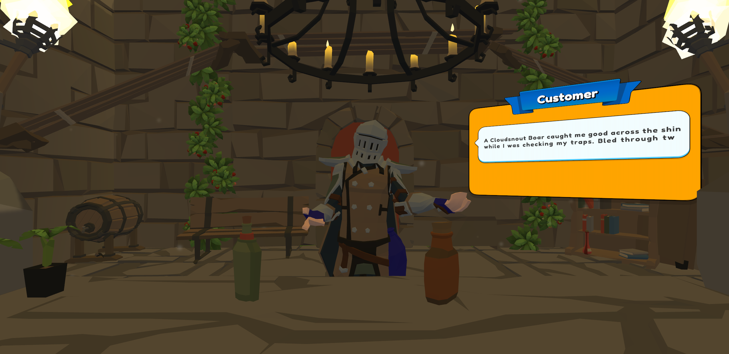 Honey & Hemlock VR potion station with ingredient containers, cauldron interaction space, and customer-serving flow.